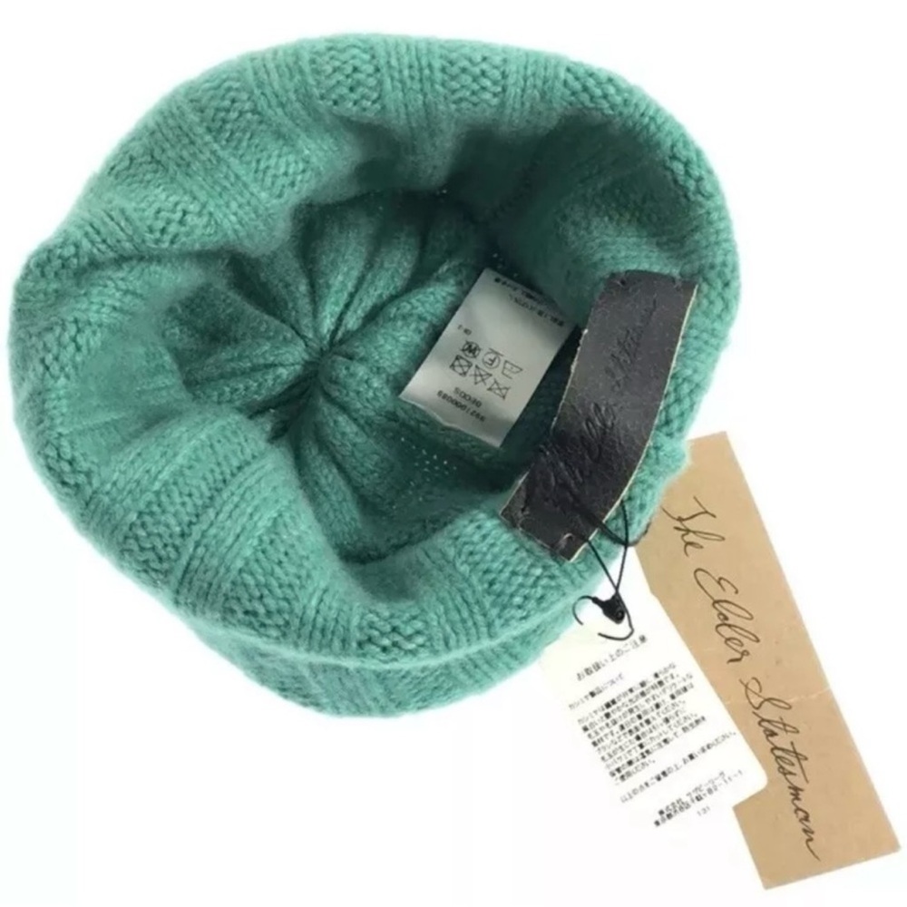 HOLD 4 AMANDA The Elder Statesman 100% Cashmere Beanie Hat GreenOnlyWornForPics - Picture 3 of 5